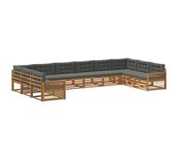 vidaXL Set divani con cuscino 10 pcs Legno di Acacia Massello, Divano Comodo per Esterno, Set Moderno per Patio, Lounge Resistente, Arredo Stylish per Terrazza