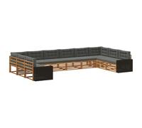 vidaXL Set divani con cuscino 10 pcs Legno di Acacia Massello, Divano Comodo per Esterno, Set Moderno per Patio, Lounge Resistente, Arredo Stylish per Terrazza