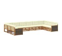 vidaXL Set divani con cuscino 10 pcs Legno di Acacia Massello, Divano Comodo per Esterno, Set Moderno per Patio, Lounge Resistente, Arredo Stylish per Terrazza