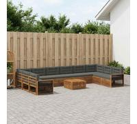 vidaXL Set divani con cuscino 11 pcs Legno di Acacia Massello, Divano da giardino, moderno e accogliente, mobile sezionale per il patio, robusto e comodo