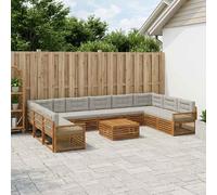 vidaXL Set divani con cuscino 11 pcs Legno di Acacia Massello, Divano da giardino, moderno e accogliente, mobile sezionale per il patio, robusto e comodo