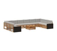 vidaXL Set divani con cuscino 11 pcs Legno di Acacia Massello, Divano da giardino, moderno e accogliente, mobile sezionale per il patio, robusto e comodo