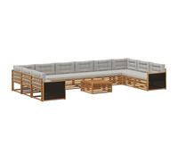 vidaXL Set divani con cuscino 11 pcs Legno di Acacia Massello, Divano da giardino, moderno e accogliente, mobile sezionale per il patio, robusto e comodo
