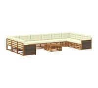 vidaXL Set divani con cuscino 11 pcs Legno di Acacia Massello, Divano da giardino, moderno e accogliente, mobile sezionale per il patio, robusto e comodo