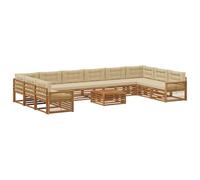 vidaXL Set divani con cuscino 11 pcs Legno di Acacia Massello, Divano da giardino, moderno e accogliente, mobile sezionale per il patio, robusto e comodo