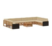 vidaXL Set divani con cuscino 11 pcs Legno di Acacia Massello, Divano da giardino, moderno e accogliente, mobile sezionale per il patio, robusto e comodo