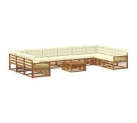 vidaXL Set divani con cuscino 11 pcs Legno di Acacia Massello, Divano da giardino, moderno e accogliente, mobile sezionale per il patio, robusto e comodo