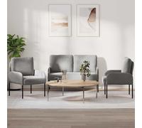 vidaXL Set divani con cuscino 3 pcs Grigio chiaro 115 x 56 x 80 cm