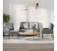 vidaXL Set divani con cuscino 3 pcs Grigio chiaro 115 x 56 x 80 cm