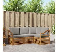 vidaXL Set divani con cuscino 4 pcs Grigio Naturale e Chiaro, Divano da esterno, arredamento moderno, resistente lounge patio, sedute per giardino e terrazza