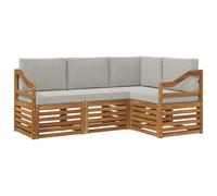 vidaXL Set divani con cuscino 4 pcs Grigio Naturale e Chiaro, Divano da esterno, arredamento moderno, resistente lounge patio, sedute per giardino e terrazza