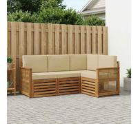 vidaXL Set di 4 divani con cuscini, in legno massello di acacia, da giardino, moderno e accogliente, per una seduta perfetta