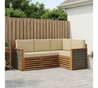 vidaXL Set di 4 divani con cuscini, in legno massello di acacia, da giardino, moderno e accogliente, per una seduta perfetta