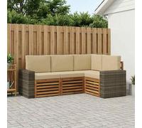 vidaXL Set di 4 divani con cuscini, in legno massello di acacia, da giardino, moderno e accogliente, per una seduta perfetta