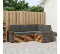vidaXL Set di 4 divani con cuscini, in legno massello di acacia, da giardino, moderno e accogliente, per una seduta perfetta