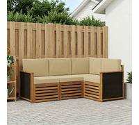 vidaXL Set divani con cuscino 4 pcs Legno di Acacia Massello
