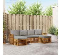 vidaXL Set divani con cuscino 6 pcs Grigio Naturale e Chiaro