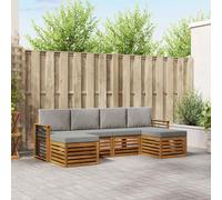 vidaXL Set divani con cuscino 6 pcs Grigio Naturale e Chiaro, Divano da esterno, arredo giardino moderno, sezione robusta, lounge in terrazza, set per patio