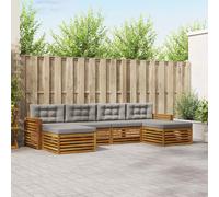 vidaXL Set divani con cuscino 6 pcs Grigio Naturale e Chiaro