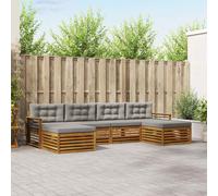 vidaXL Set divani con cuscino 6 pcs Grigio Naturale e Chiaro