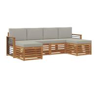 vidaXL Set divani con cuscino 6 pcs Grigio Naturale e Chiaro, Divano da esterno, arredo giardino moderno, sezione robusta, lounge in terrazza, set per patio