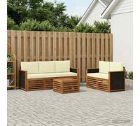vidaXL Set divani con cuscino 6 pcs Legno di Acacia Massello, Divano da giardino, resistente, mobile moderno per patio, set per rilassamento all'aperto, comfort nel terrazzo