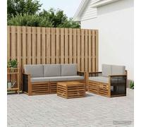 vidaXL Set divani con cuscino 6 pcs Legno di Acacia Massello, Divano da giardino, resistente, mobile moderno per patio, set per rilassamento all'aperto, comfort nel terrazzo