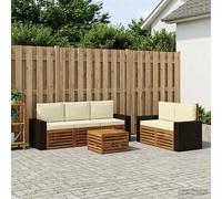 vidaXL Set divani con cuscino 6 pcs Legno di Acacia Massello