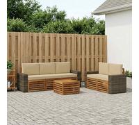 vidaXL Set divani con cuscino 6 pcs Legno di Acacia Massello, Divano da giardino, resistente, mobile moderno per patio, set per rilassamento all'aperto, comfort nel terrazzo