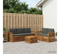 vidaXL Set divani con cuscino 6 pcs Legno di Acacia Massello, Divano da giardino, resistente, mobile moderno per patio, set per rilassamento all'aperto, comfort nel terrazzo
