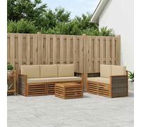 vidaXL Set divani con cuscino 6 pcs Legno di Acacia Massello, Divano da giardino, resistente, mobile moderno per patio, set per rilassamento all'aperto, comfort nel terrazzo