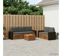 vidaXL Set divani con cuscino 6 pcs Legno di Acacia Massello
