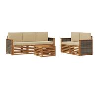 vidaXL Set divani con cuscino 6 pcs Legno di Acacia Massello, Divano da giardino, resistente, mobile moderno per patio, set per rilassamento all'aperto, comfort nel terrazzo