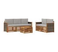 vidaXL Set divani con cuscino 6 pcs Legno di Acacia Massello, Divano da giardino, resistente, mobile moderno per patio, set per rilassamento all'aperto, comfort nel terrazzo