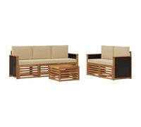 vidaXL Set divani con cuscino 6 pcs Legno di Acacia Massello, Divano da giardino, resistente, mobile moderno per patio, set per rilassamento all'aperto, comfort nel terrazzo