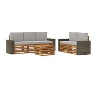 vidaXL Set divani con cuscino 6 pcs Legno di Acacia Massello, Divano da giardino, resistente, mobile moderno per patio, set per rilassamento all'aperto, comfort nel terrazzo