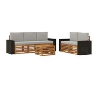 vidaXL Set divani con cuscino 6 pcs Legno di Acacia Massello, Divano da giardino, resistente, mobile moderno per patio, set per rilassamento all'aperto, comfort nel terrazzo