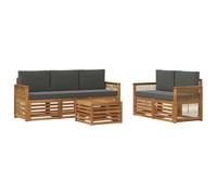 vidaXL Set divani con cuscino 6 pcs Legno di Acacia Massello, Divano da giardino, resistente, mobile moderno per patio, set per rilassamento all'aperto, comfort nel terrazzo