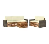 vidaXL Set divani con cuscino 6 pcs Legno di Acacia Massello, Divano da giardino, resistente, mobile moderno per patio, set per rilassamento all'aperto, comfort nel terrazzo