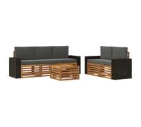 vidaXL Set divani con cuscino 6 pcs Legno di Acacia Massello, Divano da giardino, resistente, mobile moderno per patio, set per rilassamento all'aperto, comfort nel terrazzo
