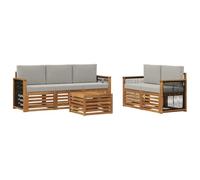 vidaXL Set divani con cuscino 6 pcs Legno di Acacia Massello, Divano da giardino, resistente, mobile moderno per patio, set per rilassamento all'aperto, comfort nel terrazzo