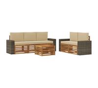vidaXL Set divani con cuscino 6 pcs Legno di Acacia Massello, Divano da giardino, resistente, mobile moderno per patio, set per rilassamento all'aperto, comfort nel terrazzo