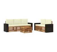 vidaXL Set divani con cuscino 6 pcs Legno di Acacia Massello, Divano da giardino, resistente, mobile moderno per patio, set per rilassamento all'aperto, comfort nel terrazzo