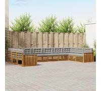 vidaXL Set divani con cuscino 7 pcs Grigio Naturale e Chiaro, Divano Giardino Moderno, Set Lounge Resistente per Patio, Comodo per il Tuo Terrazzo e Stile