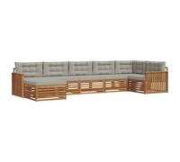 vidaXL Set divani con cuscino 7 pcs Grigio Naturale e Chiaro, Divano da giardino, divano sezionale resistente, seduta da esterno, patio, terrazza moderna, mobili confortevoli