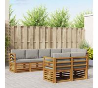 vidaXL Set divani con cuscino 8 pcs Grigio Naturale e Chiaro