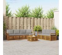 vidaXL Set divani con cuscino 8 pcs Grigio Naturale e Chiaro