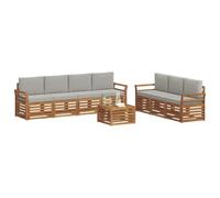 vidaXL Set divani con cuscino 8 pcs Grigio Naturale e Chiaro, Divano da giardino moderno, set sezionale per patio, mobili durevoli per terrazza, comfort e stile