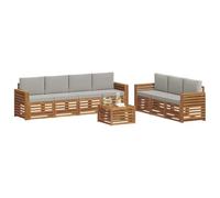 vidaXL Set divani con cuscino 8 pcs Grigio Naturale e Chiaro, Divano da giardino moderno, set sezionale per patio, mobili durevoli per terrazza, comfort e stile