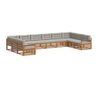 vidaXL Set divani con cuscino 8 pcs Grigio Naturale e Chiaro, Divano Giardino Moderno, Set Lounge Resistente per Patio, Comodo per il Tuo Terrazzo e Stile